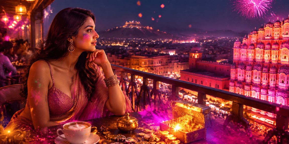Betting scene at Holi festival celebration in Jaipur