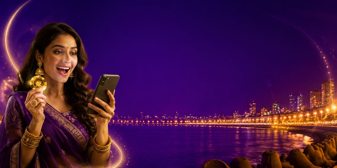 Mobile payment experience with festive lights at Mumbai Marine Drive